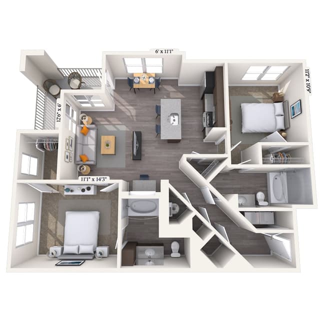 Floorplan image of unit 7326