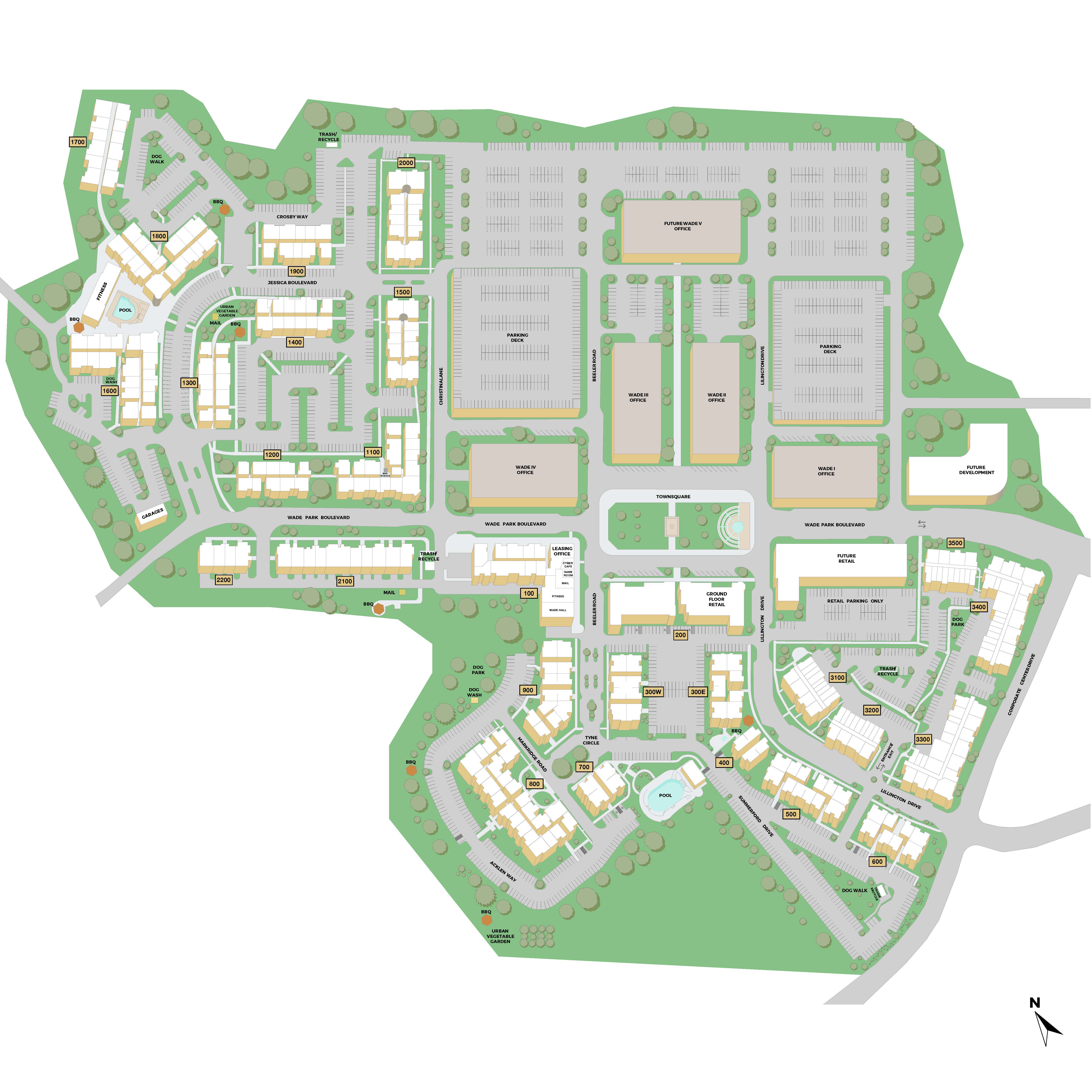 Site Map for MAA Wade Park luxury apartment homes in Raleigh, NC. 