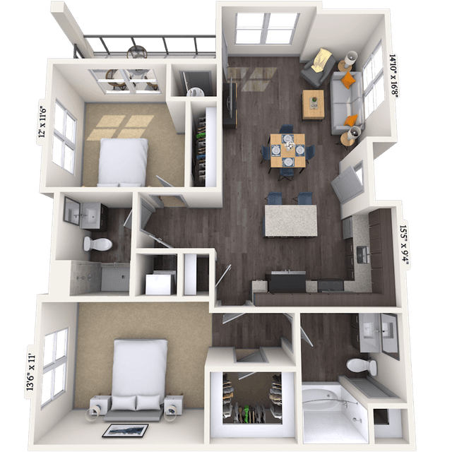 Floorplan image of unit II N-301