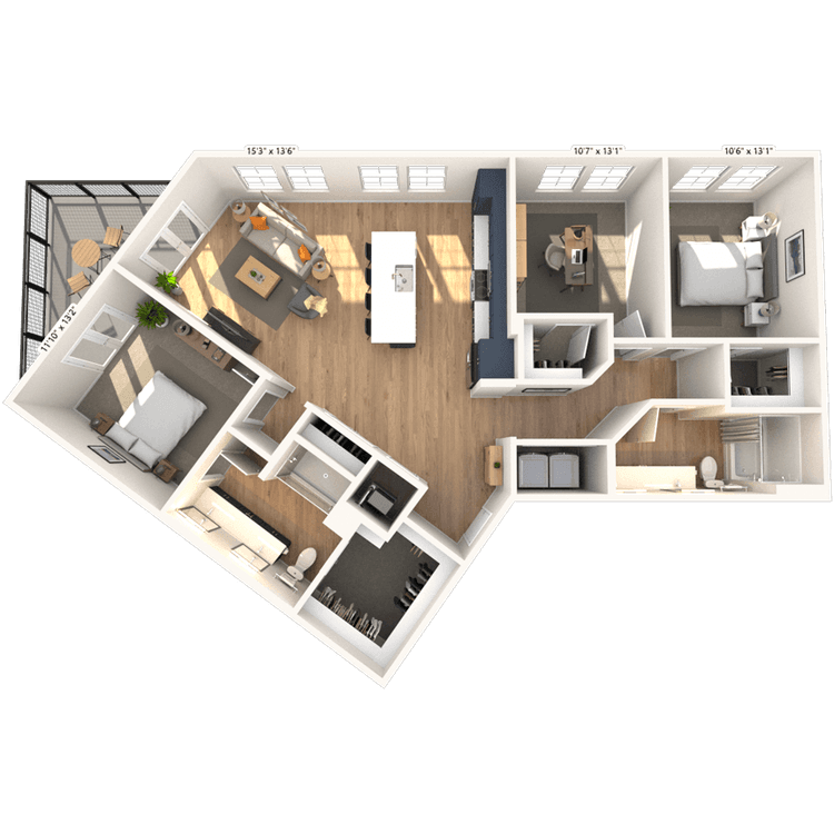 Floorplan image of unit 1223