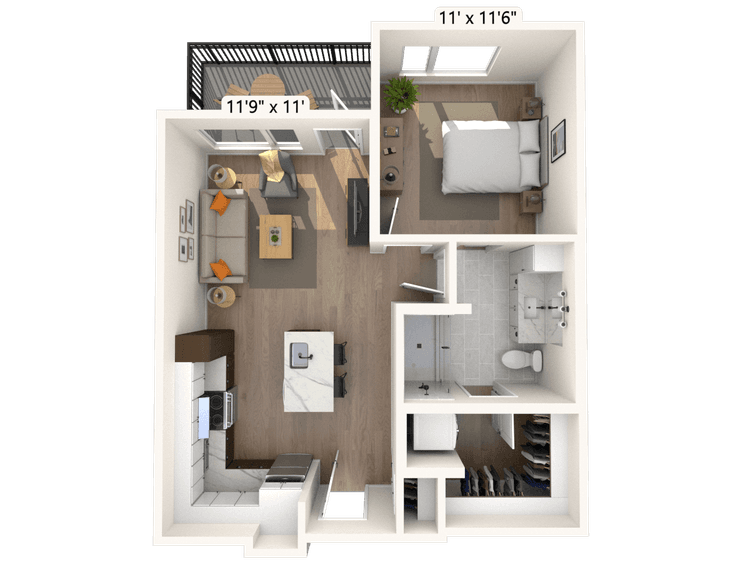 Floorplan image of unit II F-205