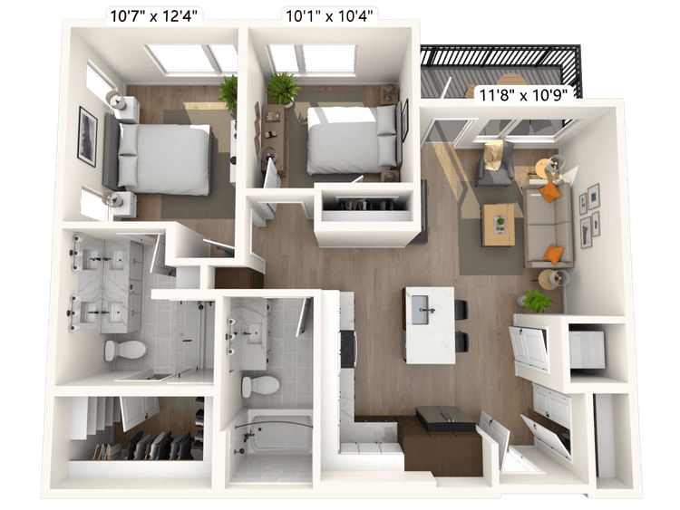 Floorplan image of unit II E-409