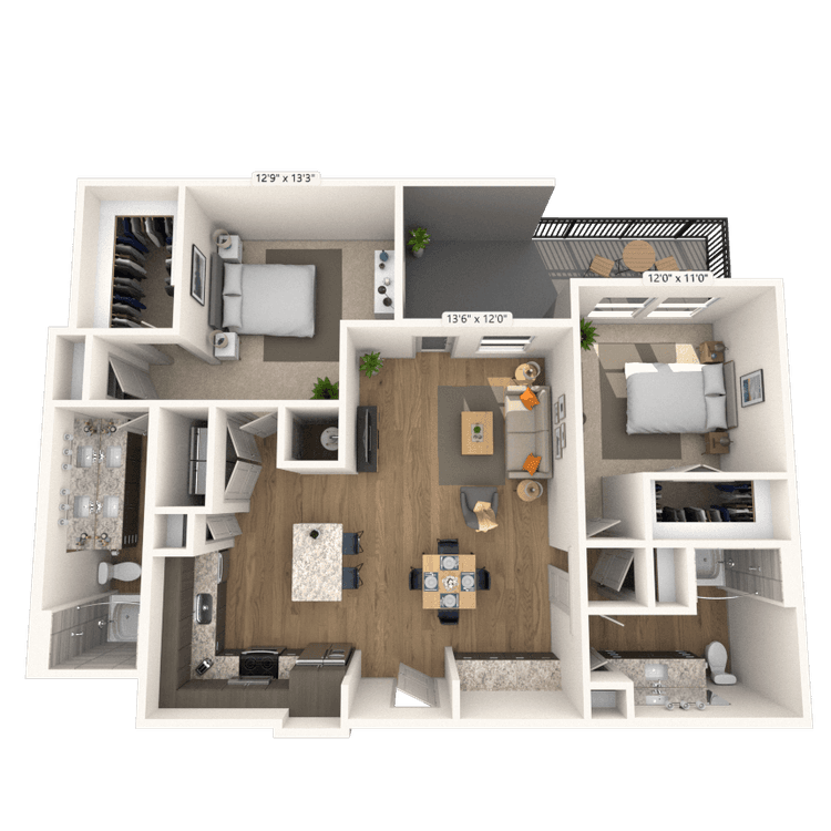 Floorplan image of unit 1206