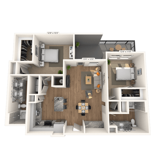 Floorplan image of unit 1306