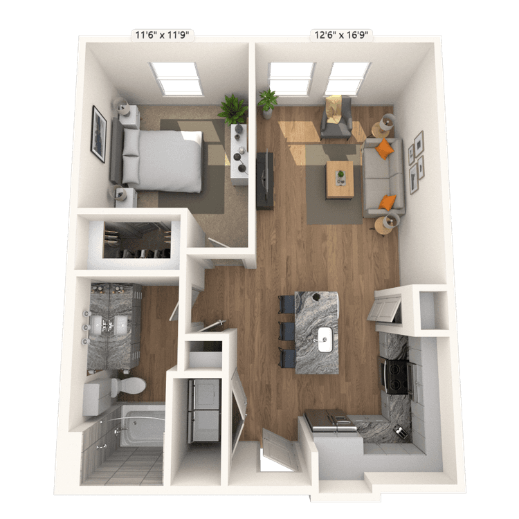 Floorplan image of unit 1307