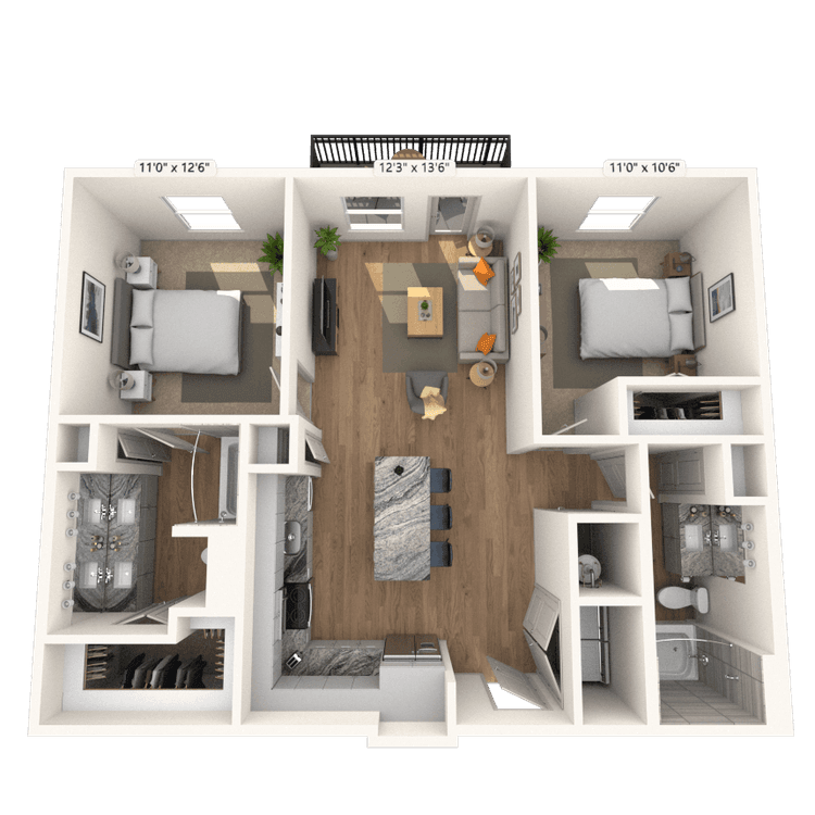 Floorplan image of unit 2322