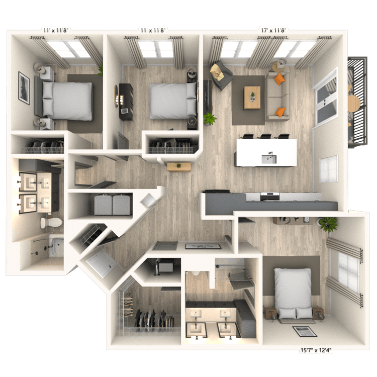 Floorplan image of unit 2074