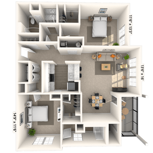 Floorplan image of unit 2318