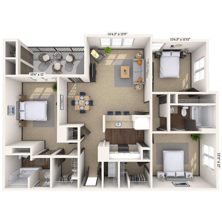 Floorplan image of unit 7040BV