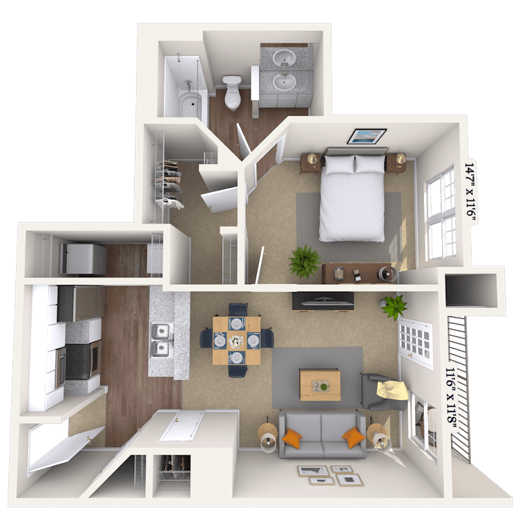 Floorplan image of unit 517