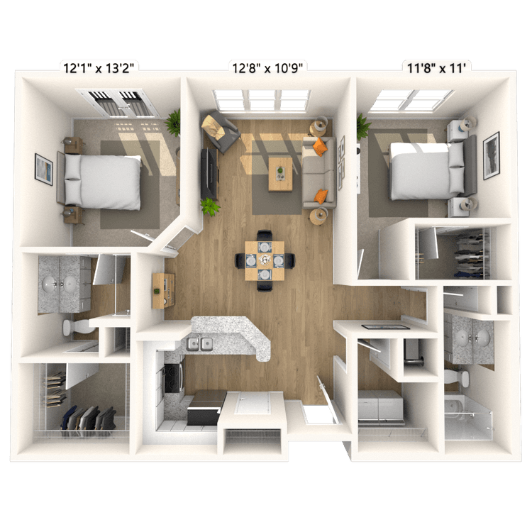 Floorplan image of unit 1308P2
