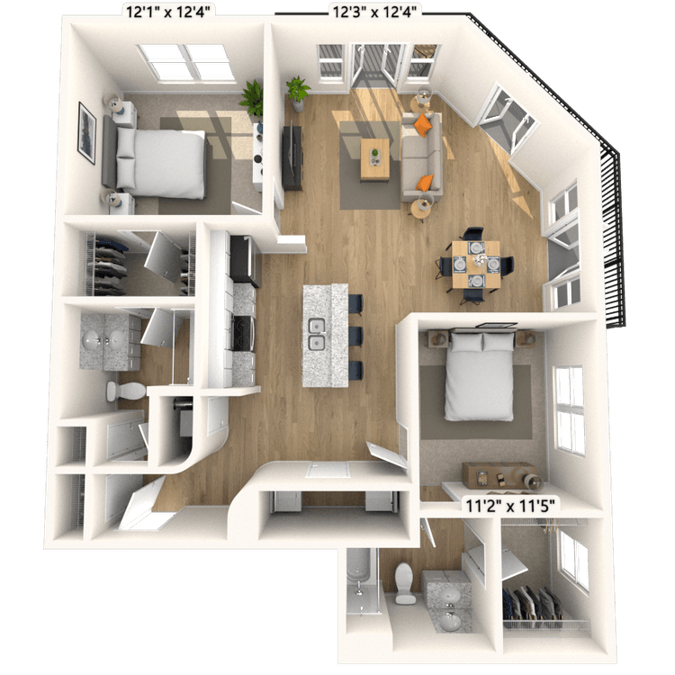 Floorplan image of unit 1107P3