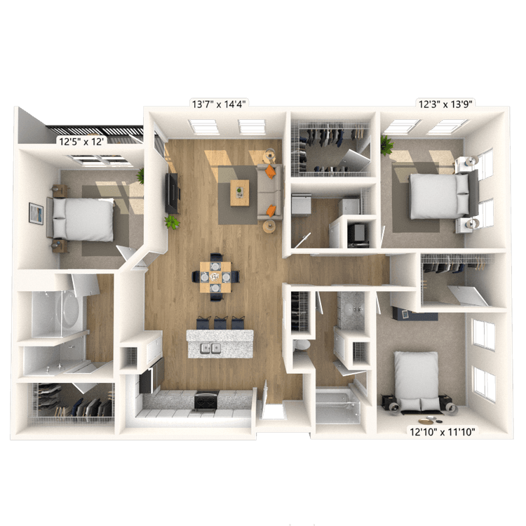 Floorplan image of unit 3316P3