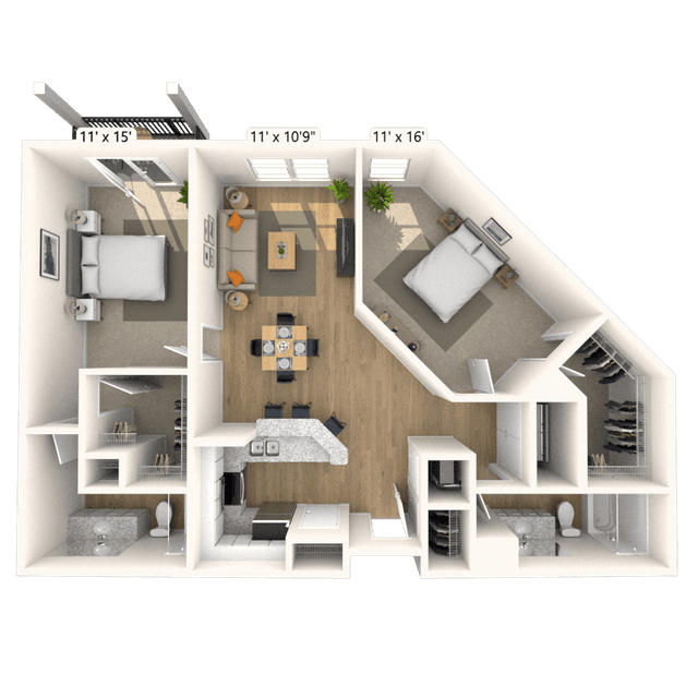 Floorplan image of unit 1282P2