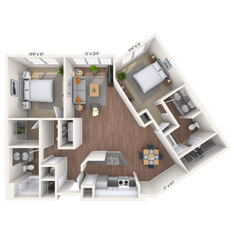 Floorplan image of unit 1208