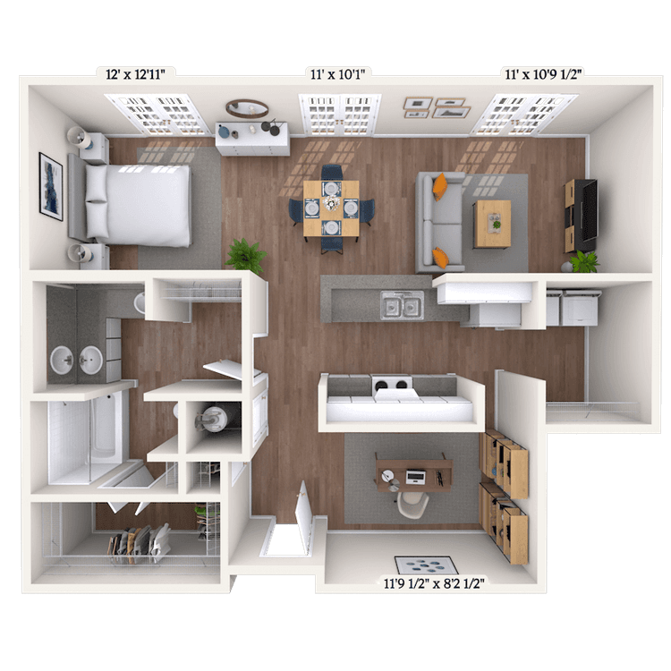 Floorplan image of unit 3401