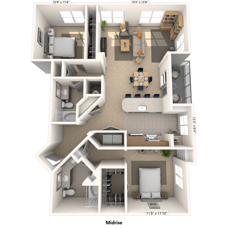Floorplan image of unit 309