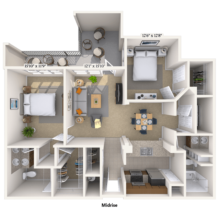Floorplan image of unit 624
