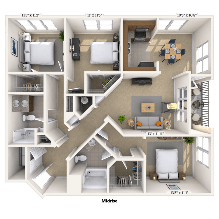 Floorplan image of unit 544