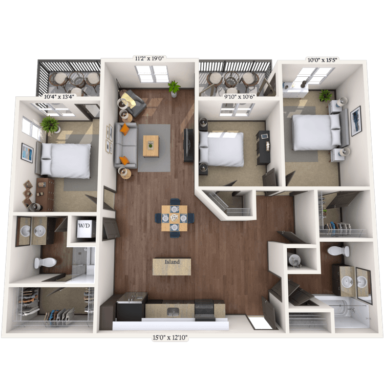 Floorplan image of unit 381