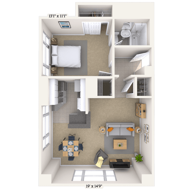 Floorplan image of unit 714