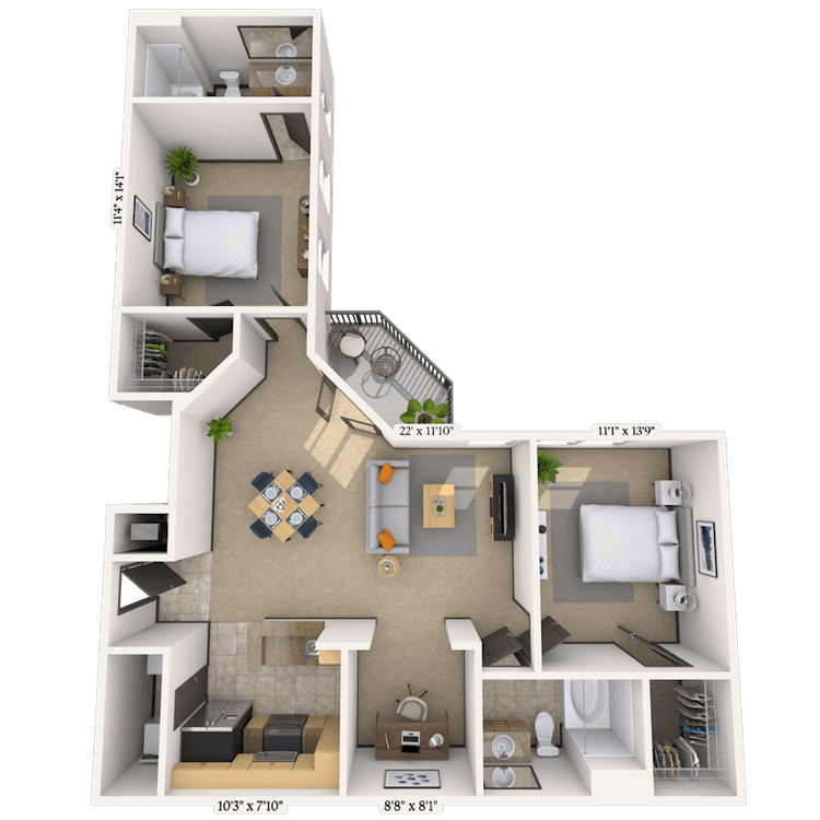 Floorplan image of unit 1107