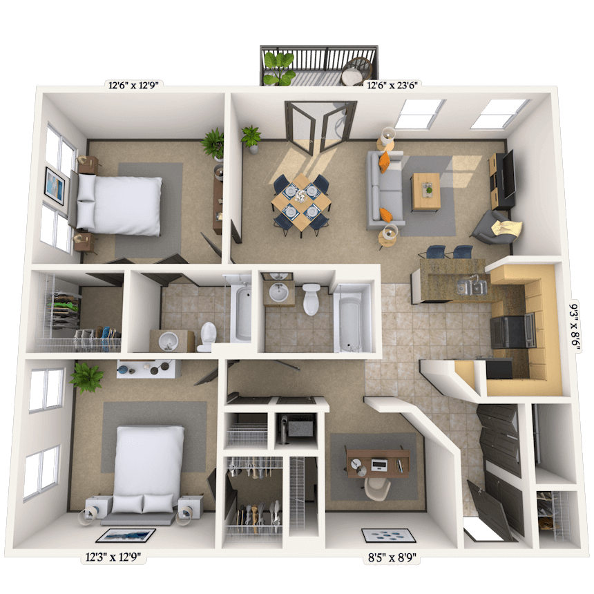 Floorplan image of unit 2301