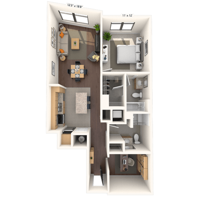 Floorplan image of unit 307HL2