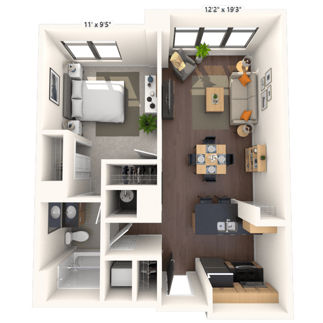 Floorplan image of unit 312HL1