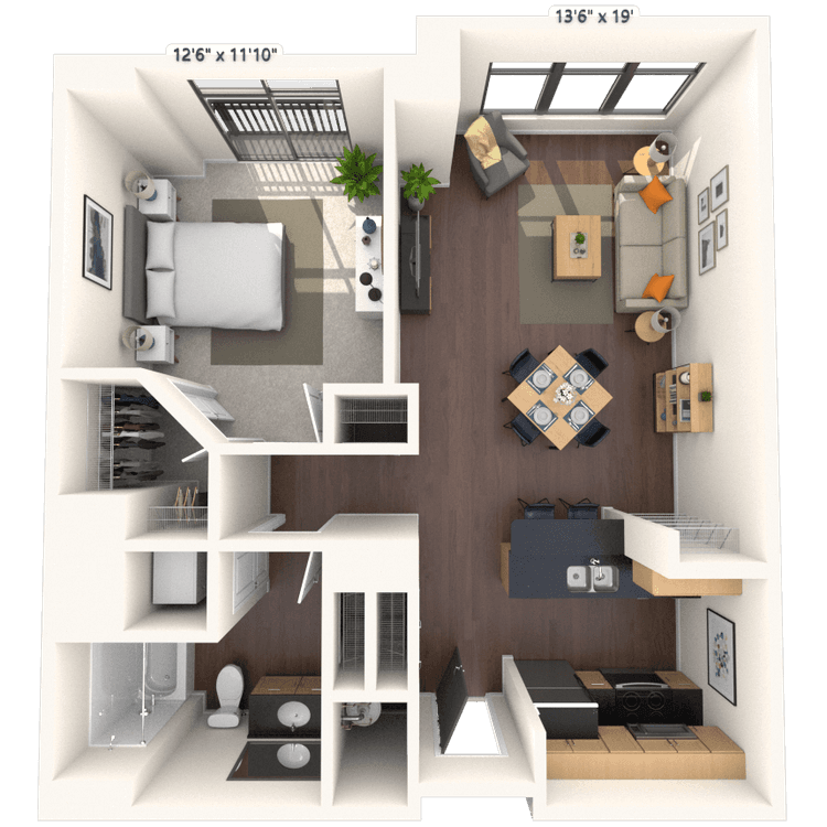 Floorplan image of unit 406HL1