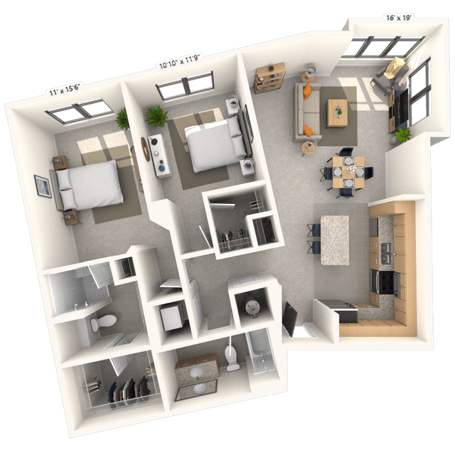 Floorplan image of unit 201JC2