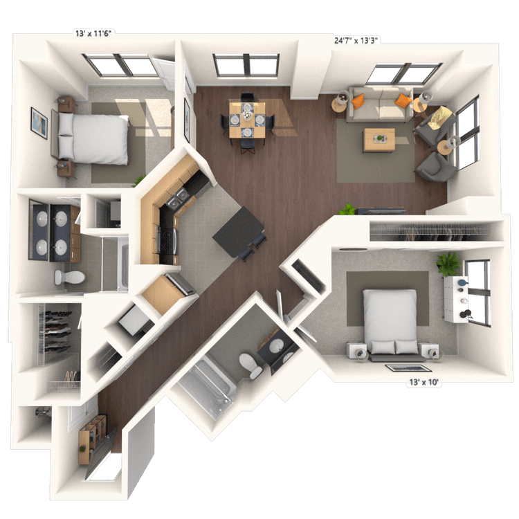 Floorplan image of unit 302HL1