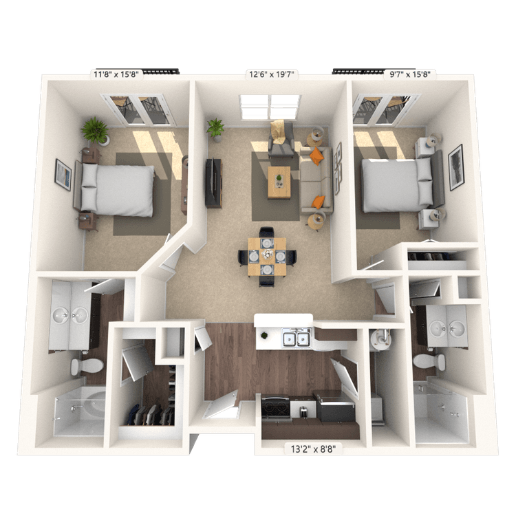 Floorplan image of unit 1332