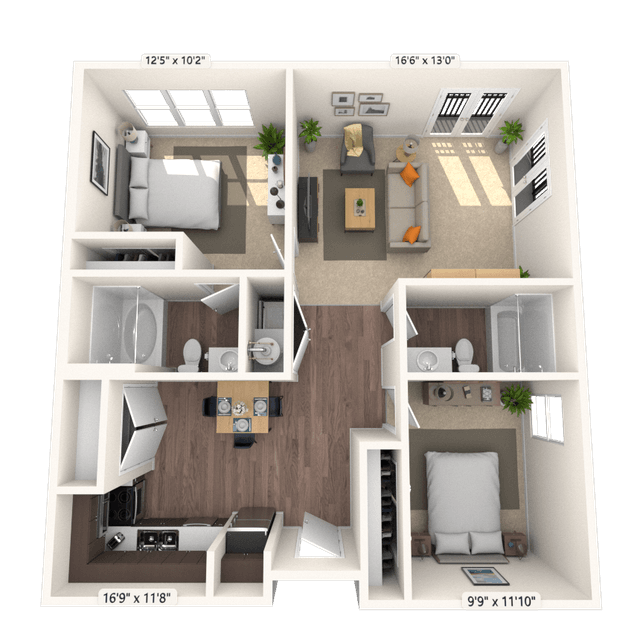Floorplan image of unit 2516