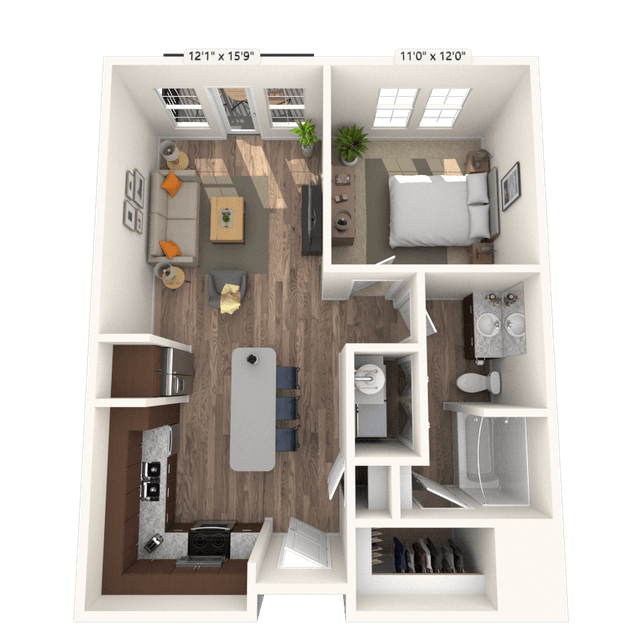 Floorplan image of unit 206