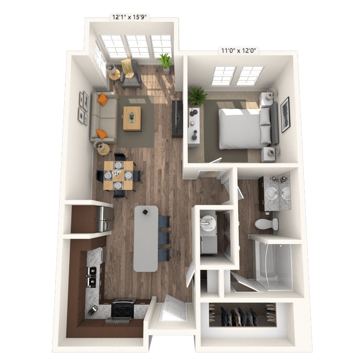 Floorplan image of unit 425