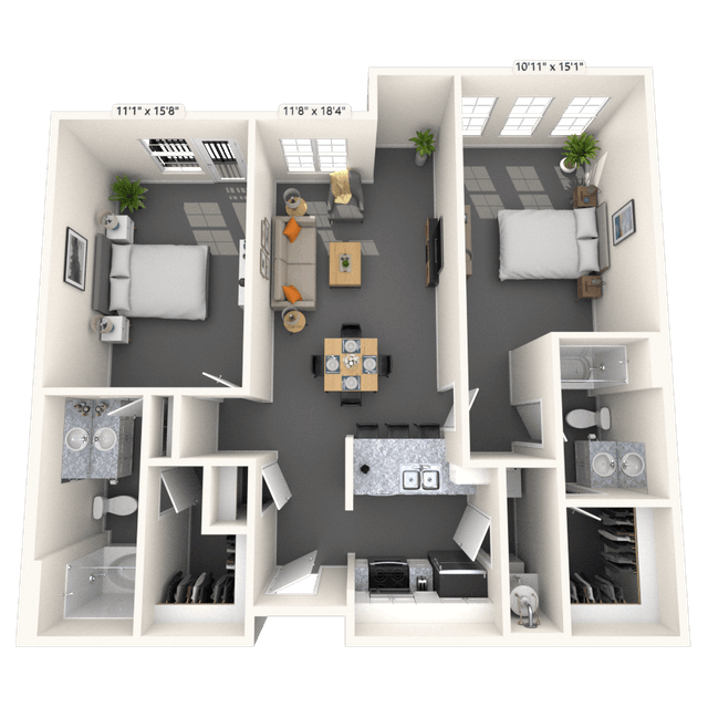 Floorplan image of unit 2307