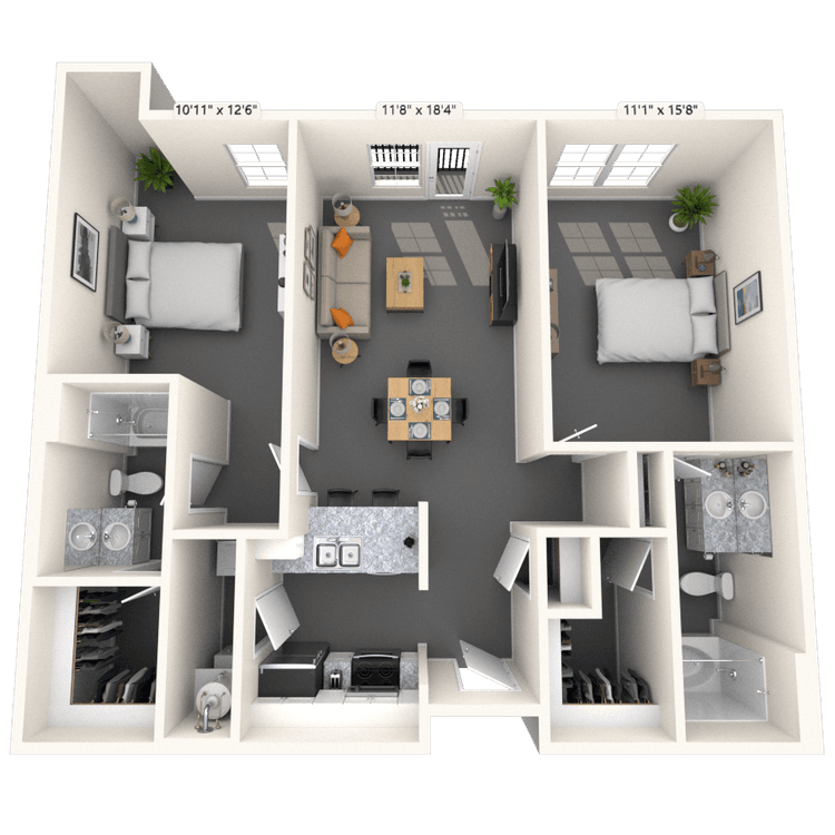 Floorplan image of unit 2305