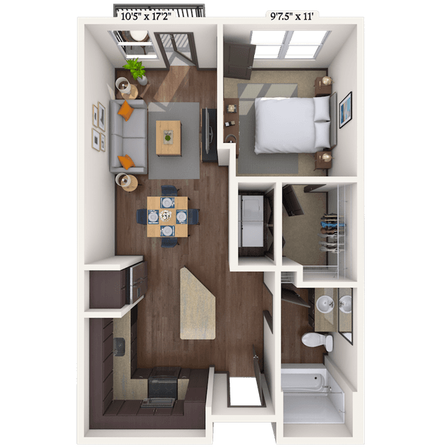 Floorplan image of unit 1068