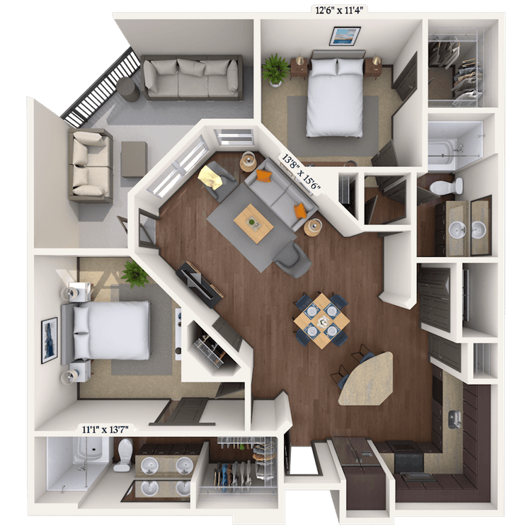 Floorplan image of unit 2038