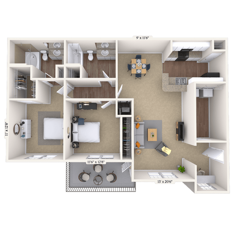 Floorplan image of unit 01738