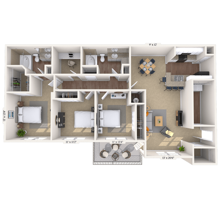 Floorplan image of unit 01736