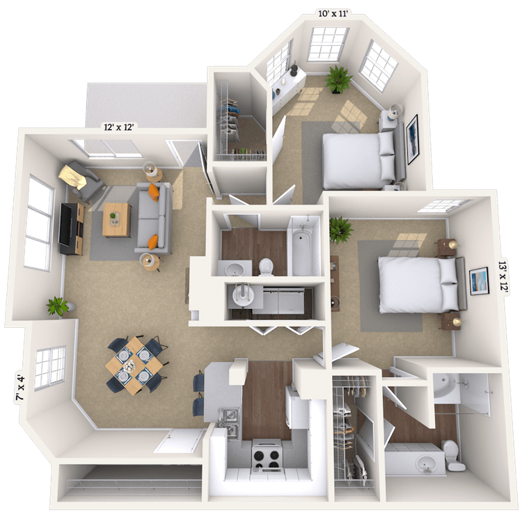 Floorplan image of unit 007702
