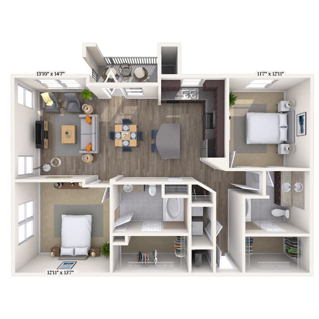 Floorplan image of unit 1305