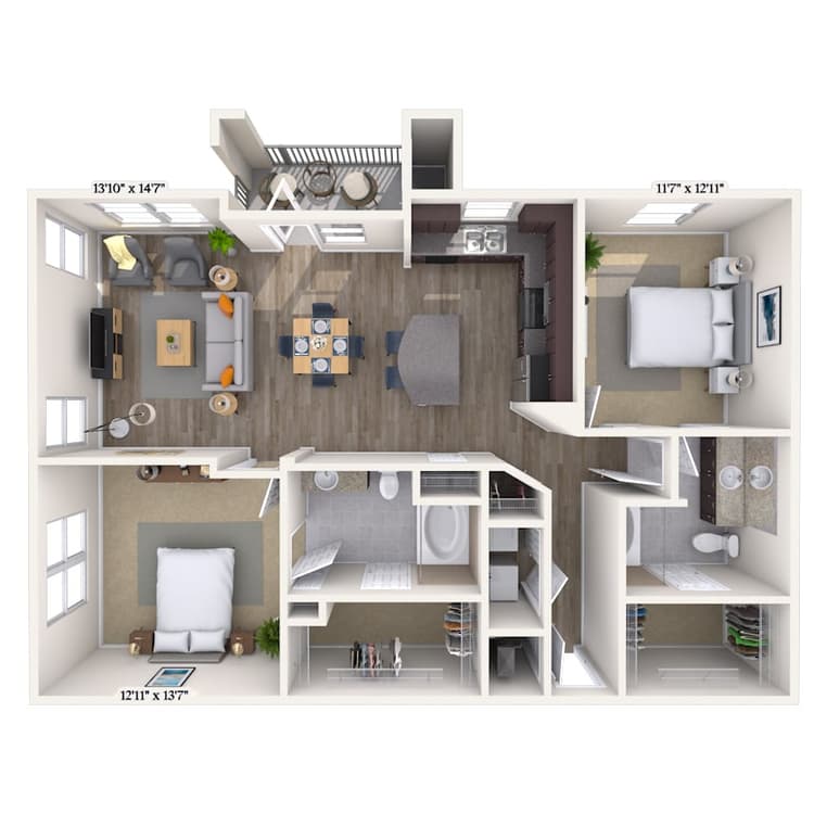 Floorplan image of unit 2206