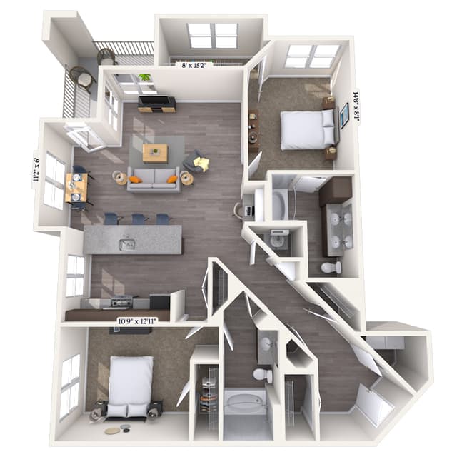 Floorplan image of unit 1319