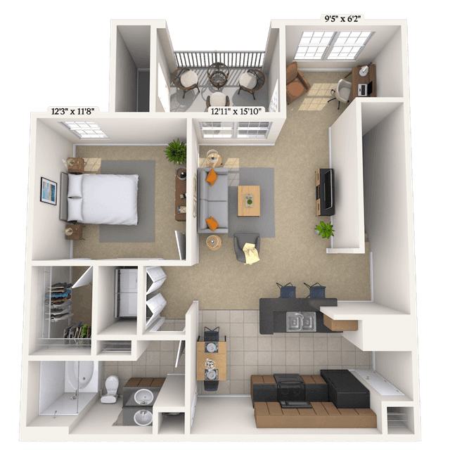 Floorplan image of unit 25206