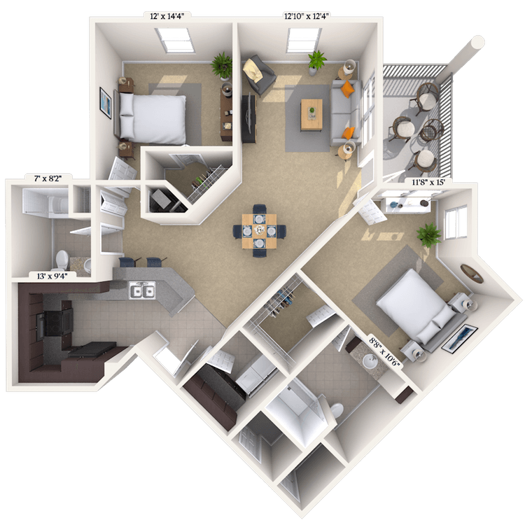 Floorplan image of unit 02906