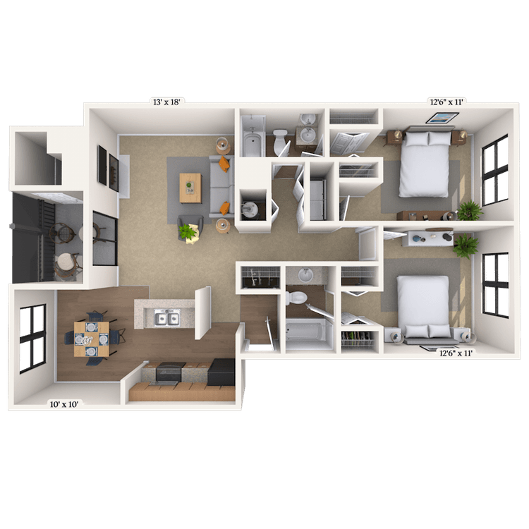 Floorplan image of unit 01802-E