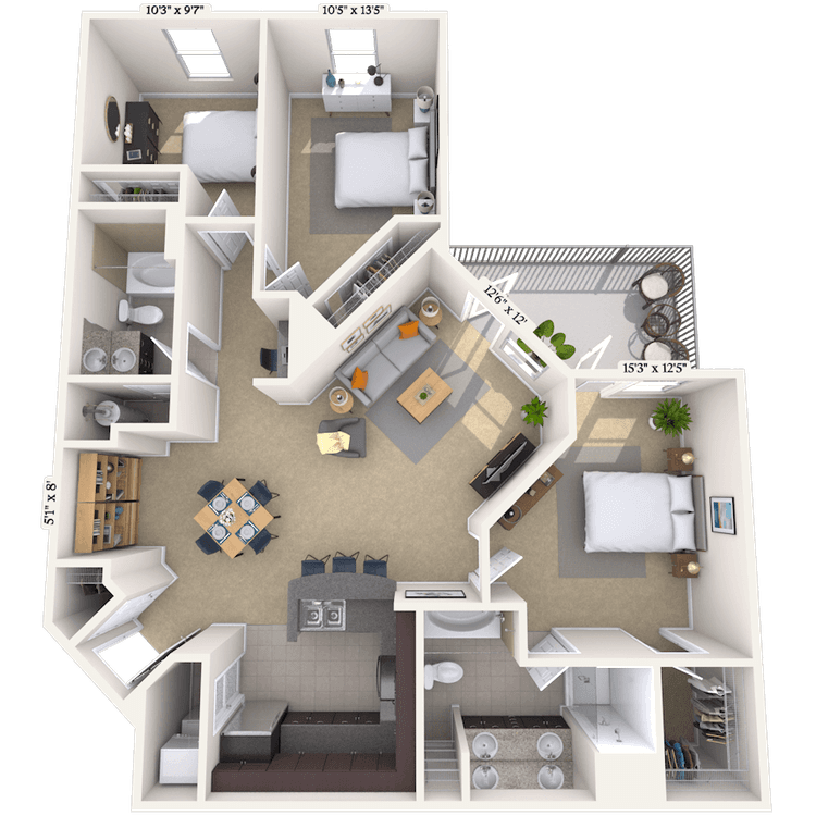 Floorplan image of unit 01154